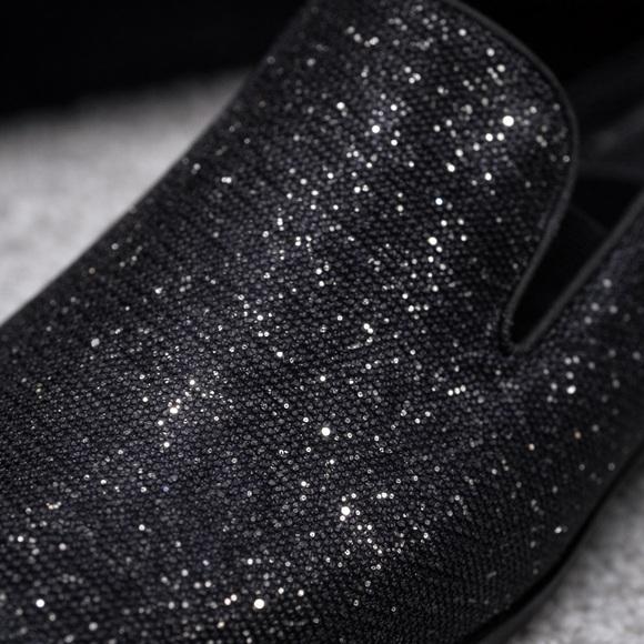 Steve Madden Black Glitter Loafers Slip-On Dress Shoes Mens Sparkle Party Luxe main image 5